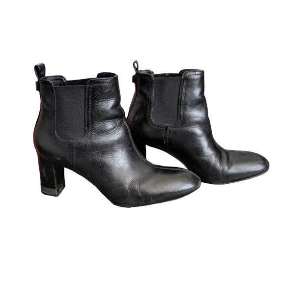 Tory Burch Chelsea Boots April Ankle Booties Heels Black Leather Womens Size 7.5 - Picture 1 of 9